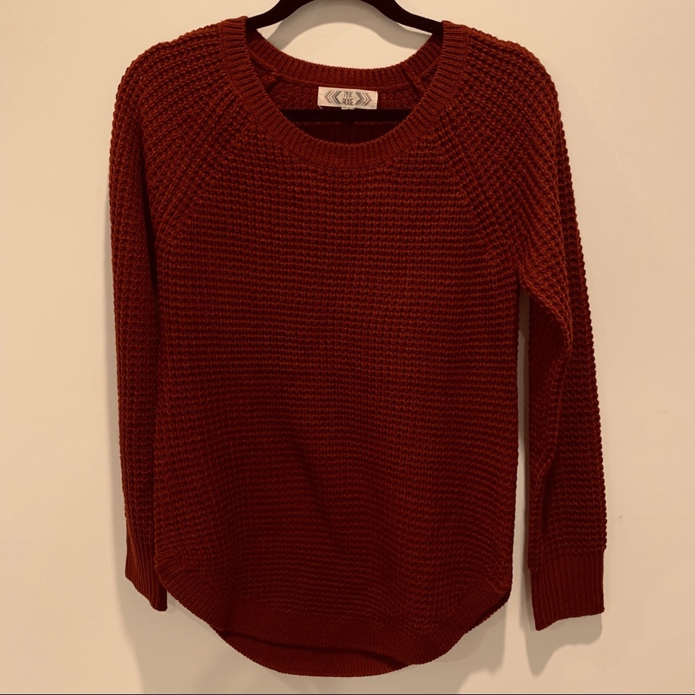 Pink Rose wine red knit sweater